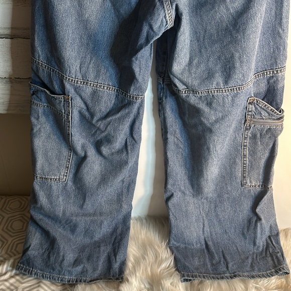 Fashion Nova cargo wide leg denim jeans sz 13 NWOT - Picture 7 of 14